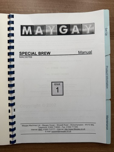 Special brew maygay - maygay, manual